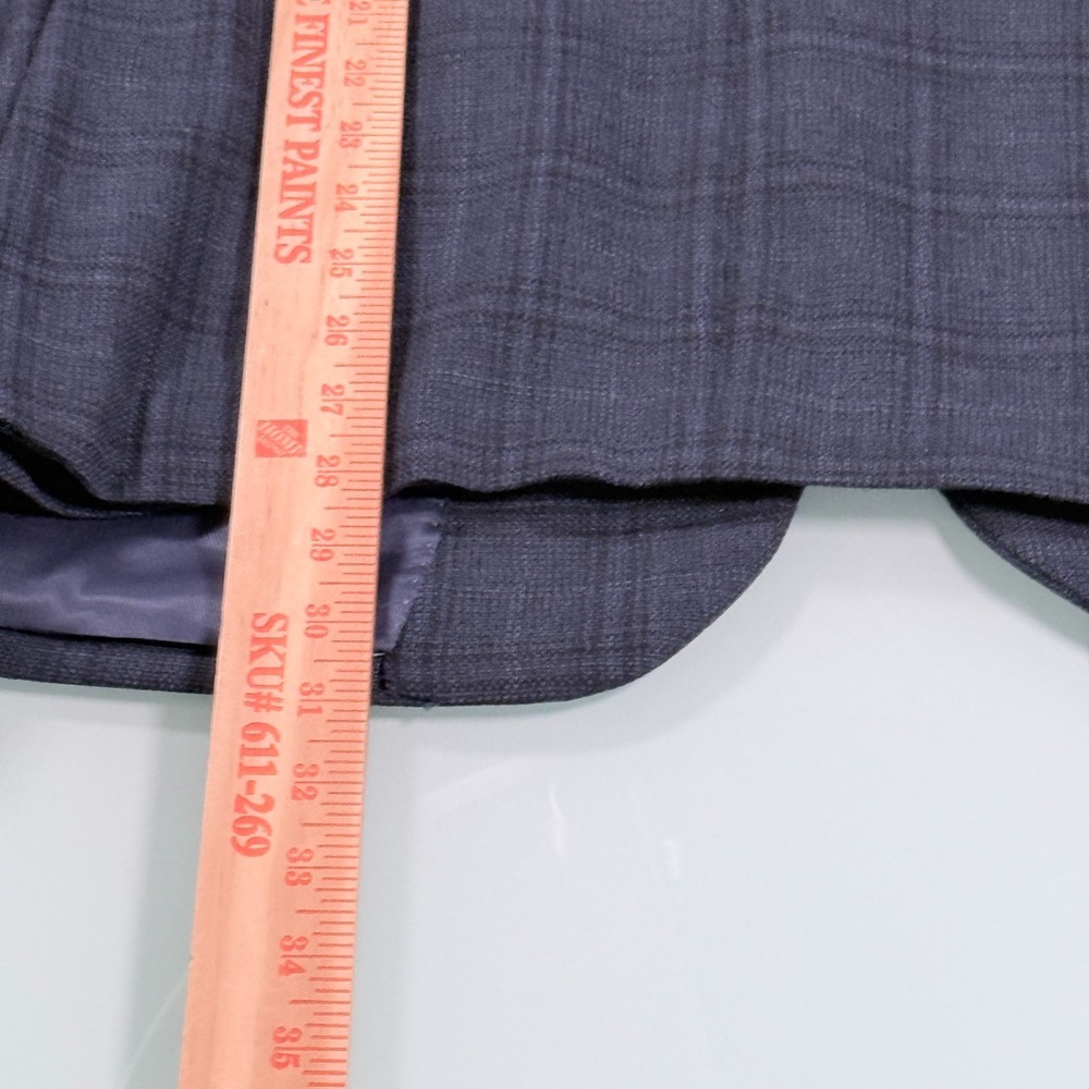 PRONTO UOMO Solid Blue 100% Wool Mens Windowpane Pattern Blazer - 44 Short - Picture 13 of 15